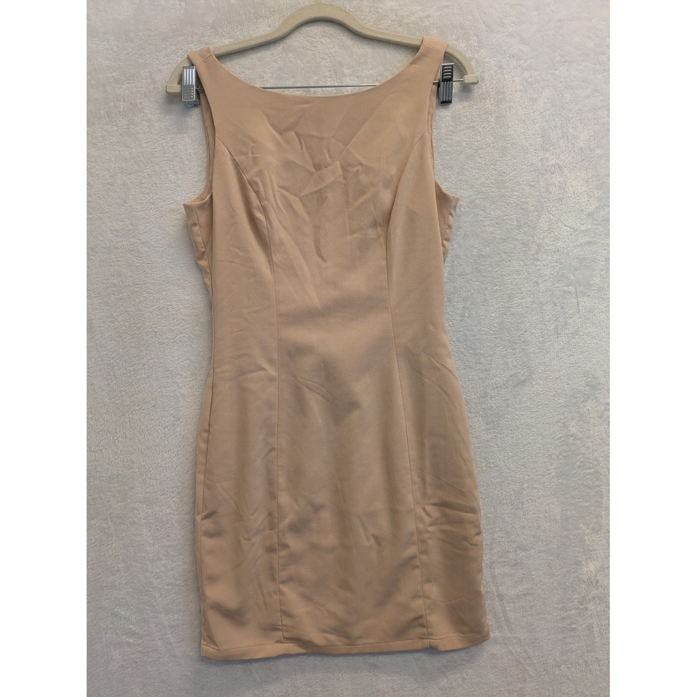 Forever 21 Tan Sleeveless Sheath Dress Bow Detail Zipper Size S‎